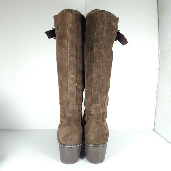Crocs Women's US10 Brown Suede Pull On Wedge Knee High Riding Boots - Picture 7 of 16